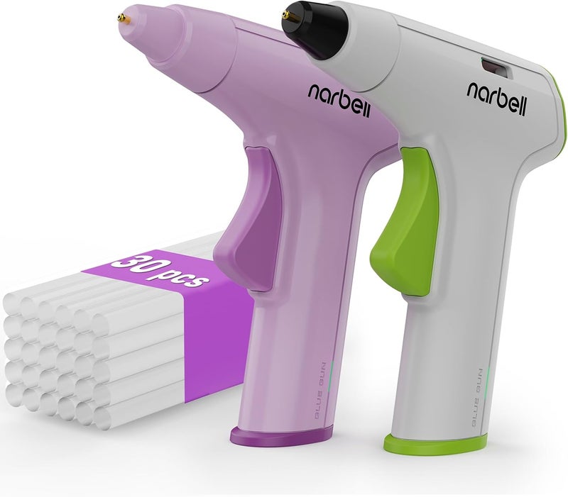 Narbell Cordless Hot Glue Gun Kit with,Less Drip Nozzle,Auto Shut-Off,for School Crafts DIY Arts Project Home Repairs Party Decorations (Grey+Pink) - Image 1